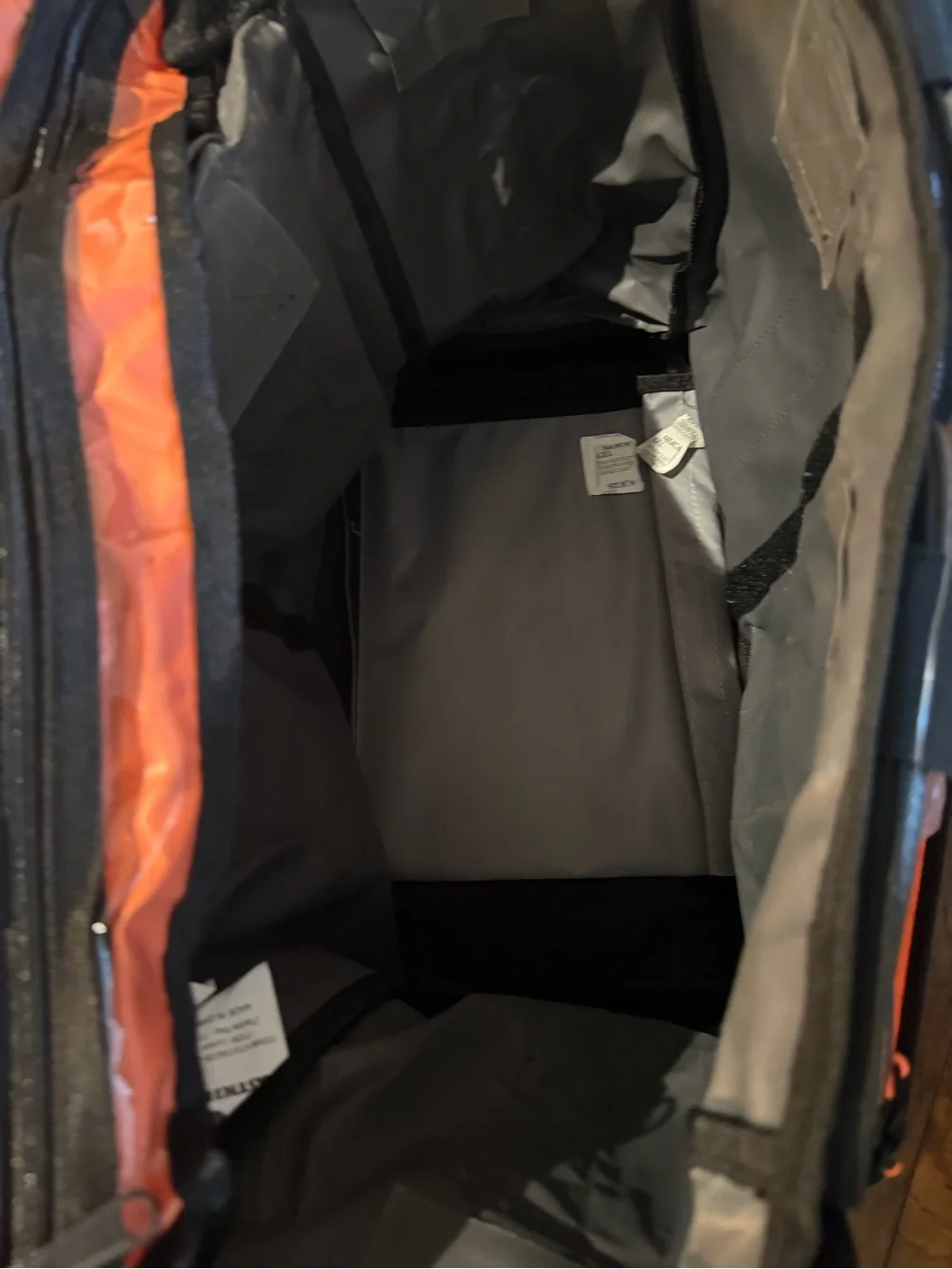 Orange and Gray Men’s Fishing Duffel Bag with Multiple Pockets